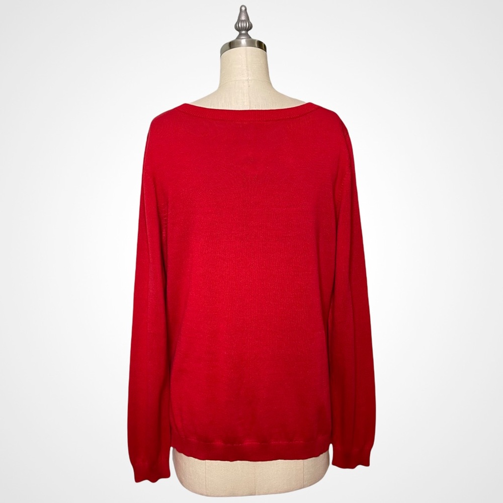 Talbots Red Argyle Crewneck Sweater Medium NWT - Picture 5 of 9